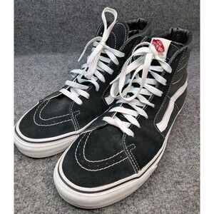 Vans Sk8-Hi Black White Men’s 10 Classic High Top Skate Shoes Waffle Sole